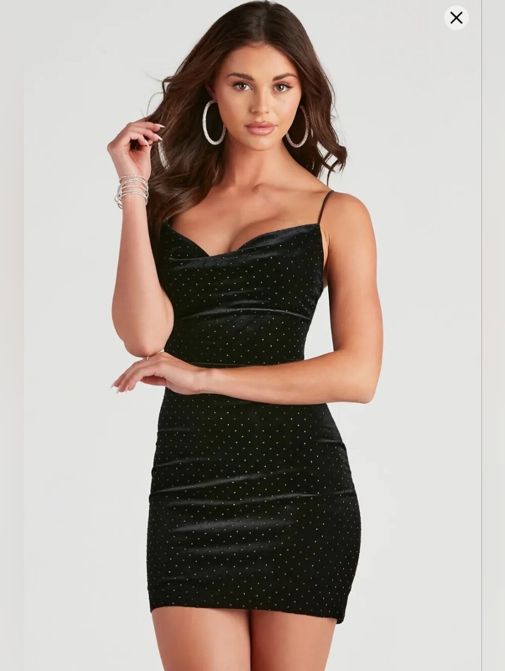 B. Darlin Little Black Spaghetti Straps Sparkly Rhinestone Dress Womens Sz 1/2